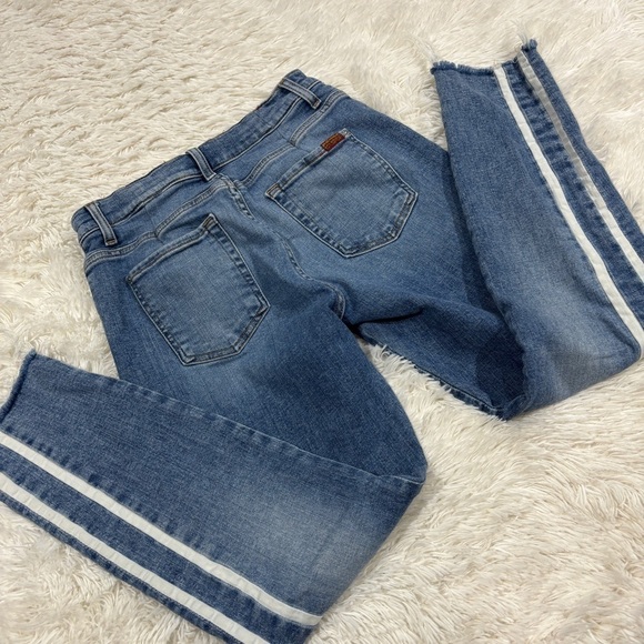 7 For All Mankind Racing Stripe Mid-Rise Ankle Skinny Jeans Size 29 - Picture 12 of 14